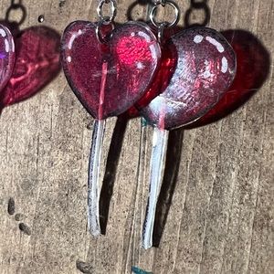 Red Heart Lollipop Earrings